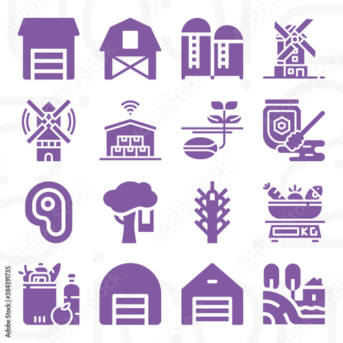 16 pack of shelves  filled web icons set