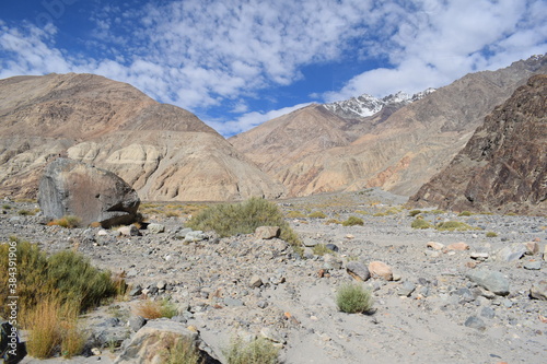 landscape with snow and mountains withshyok river leh Ladakh