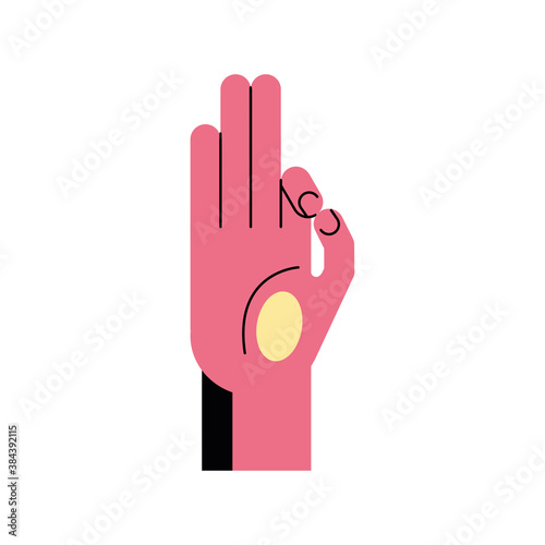 hand sign language f line and fill style icon vector design