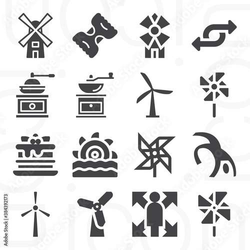 16 pack of turning  filled web icons set