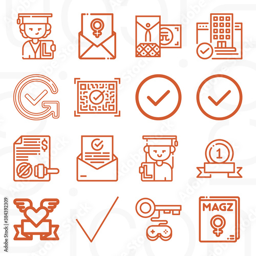 16 pack of sanction  lineal web icons set