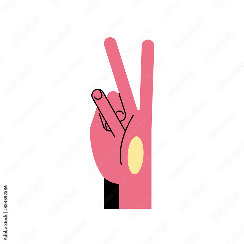 Fototapeta premium hand sign language v line and fill style icon vector design