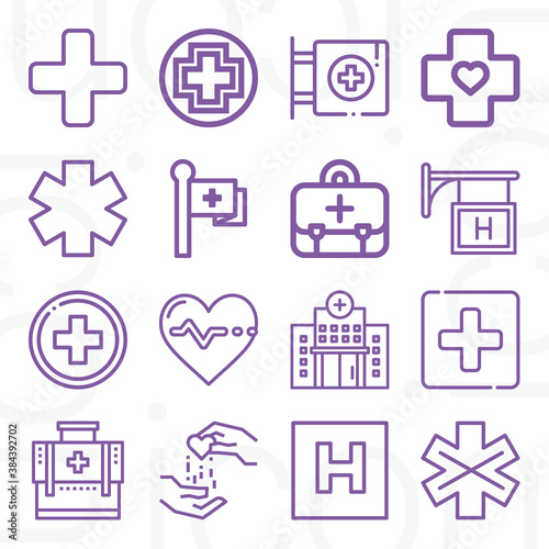 16 pack of outpatient  lineal web icons set