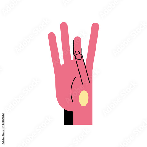 hand sign language eight number line and fill style icon vector design