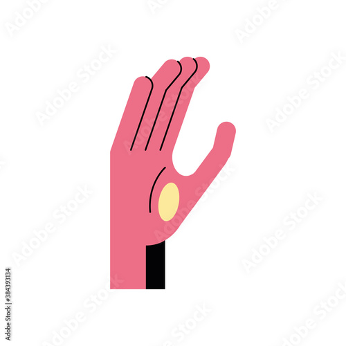 hand sign language c line and fill style icon vector design
