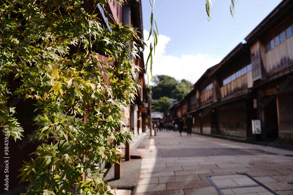 Fototapeta premium Higashi chaya street at Kanazawa Japan. Japanese old architectures.