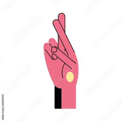 hand sign language r line and fill style icon vector design