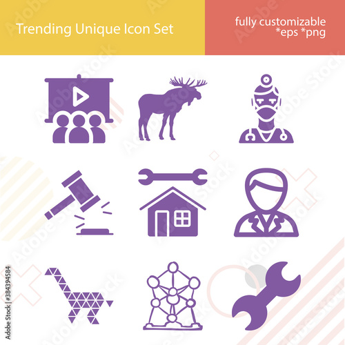 Simple set of profession related filled icons.