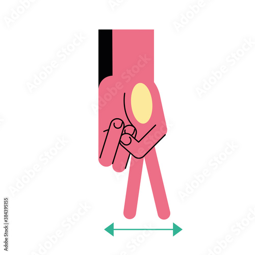 hand sign language p line and fill style icon vector design