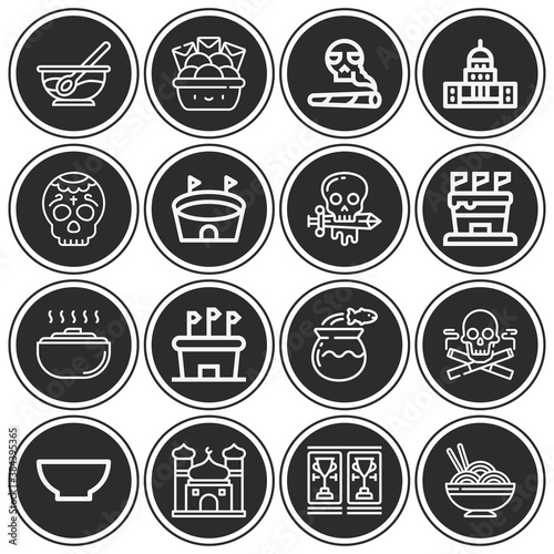 16 pack of dome lineal web icons set