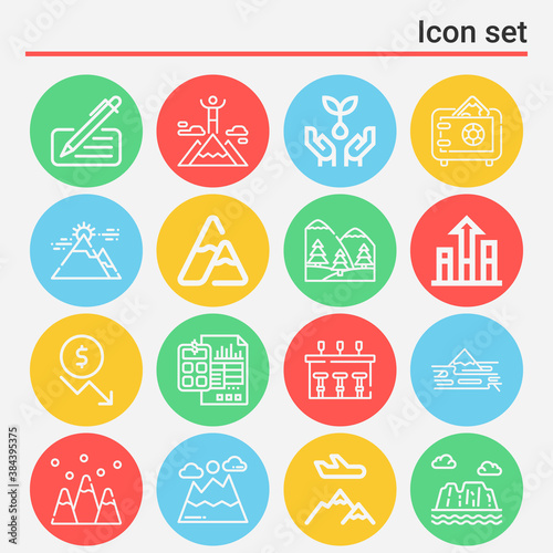 16 pack of ridge  lineal web icons set