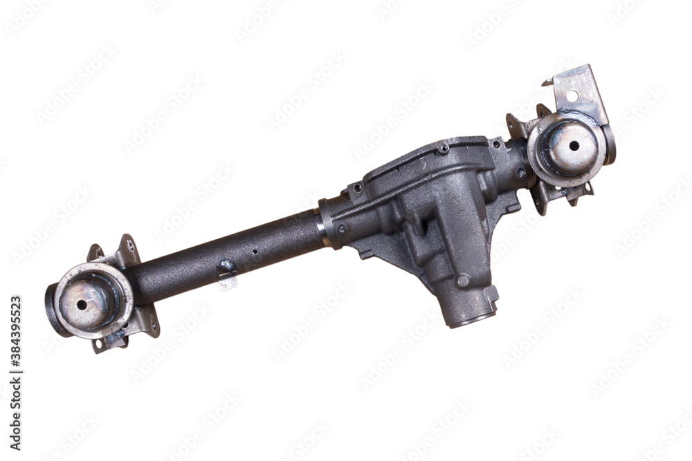 Front axle casing of a car on a white background