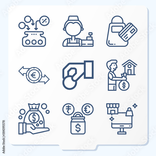 Simple set of 9 icons related to liquidity