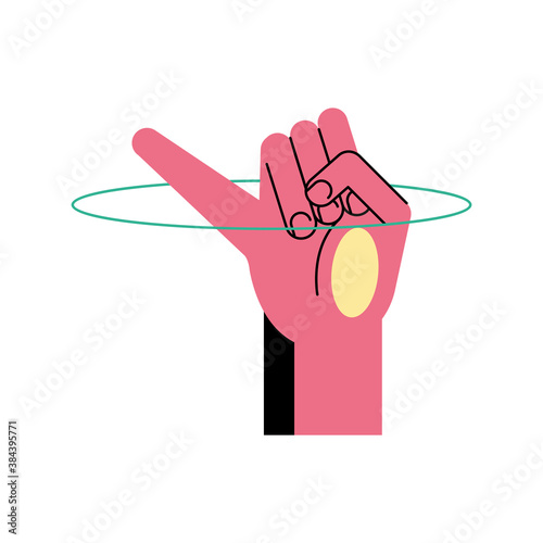 hand sign language j line and fill style icon vector design
