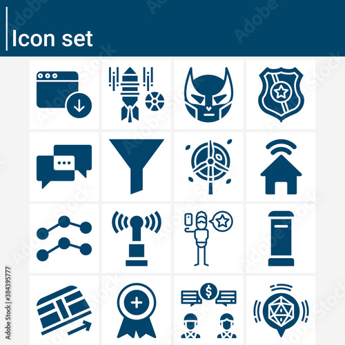 Simple set of air related filled icons.
