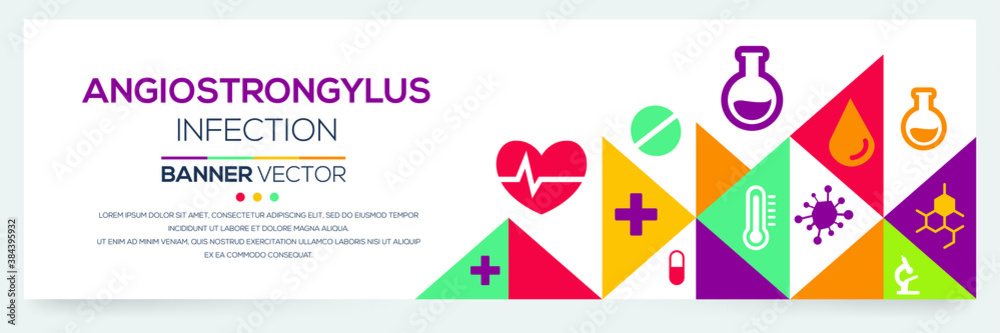 Creative (Angiostrongylus) disease Banner Word with Icons ,Vector illustration.	