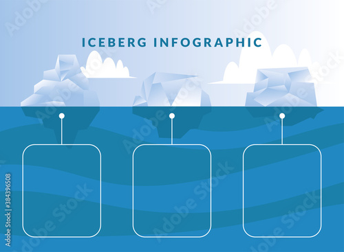 three iceberg infographic with squares vector design