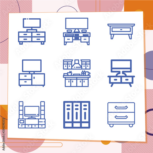 Simple set of 9 icons related to glory hole