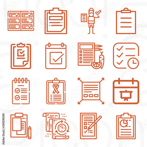 16 pack of accomplished  lineal web icons set