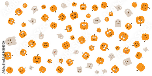 Fototapeta Naklejka Na Ścianę i Meble -  Halloween doodle seamless pattern