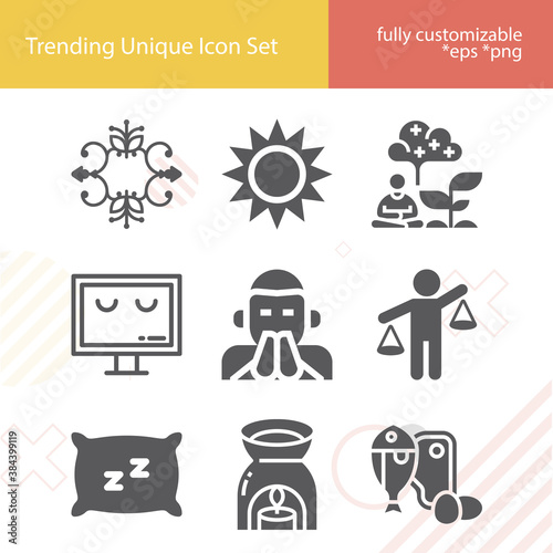 Simple set of balancing related filled icons.