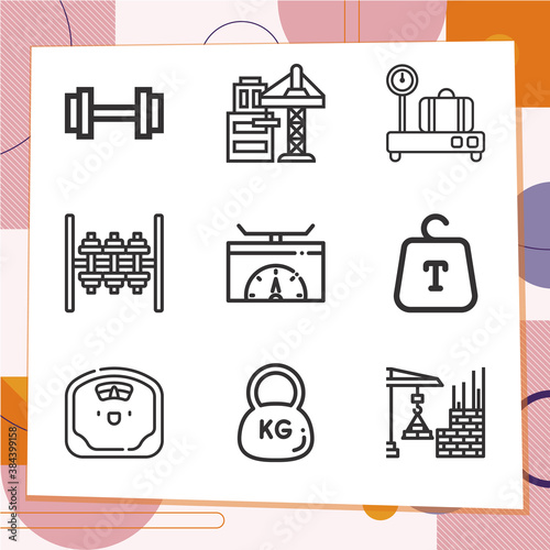 Simple set of 9 icons related to lifting