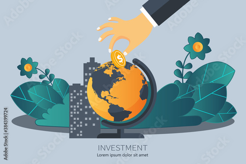 Investments. Recipe for success business background. Flat vector illustration