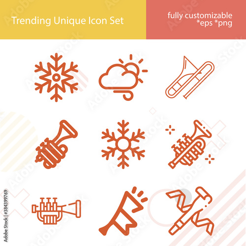 Simple set of blowing related lineal icons.