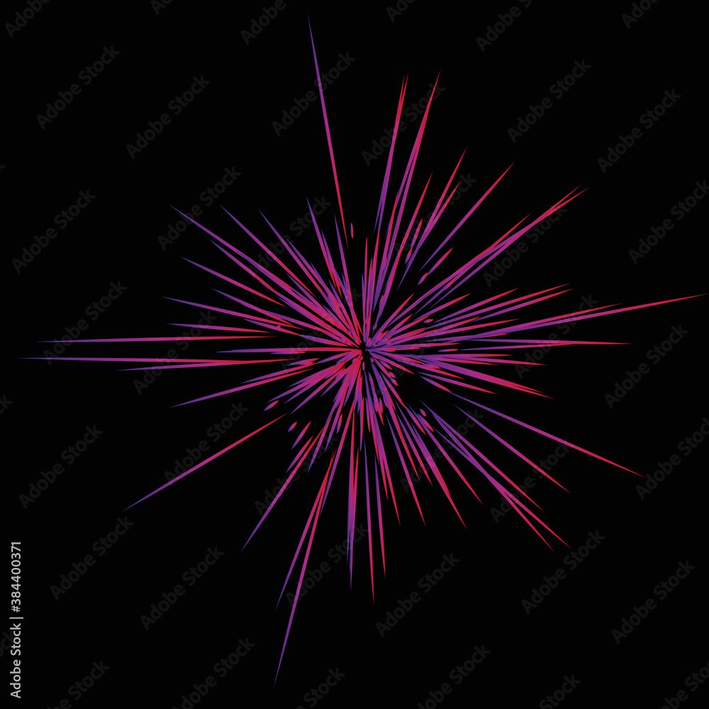 Realistic Colourful fireworks. Vector illustration. Dynamic style. Abstract explosion, speed motion lines from the middle. Vector illustration. Realistic Colourful fireworks. Vector illustration. Dynamic style. Abstract explosion, speed motion lines from the middle. Vector illustration.