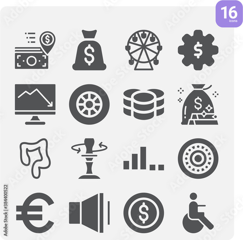 Simple set of amount related filled icons.