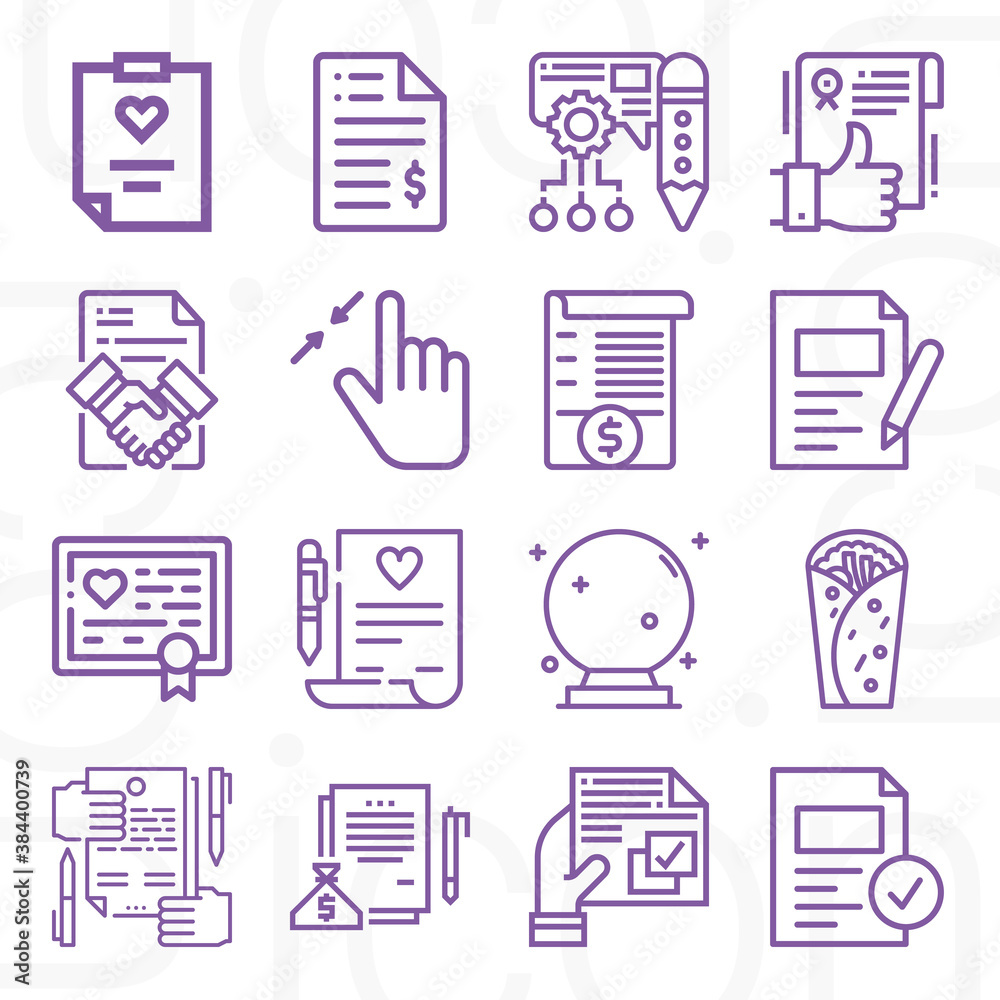 16 pack of shrink  lineal web icons set