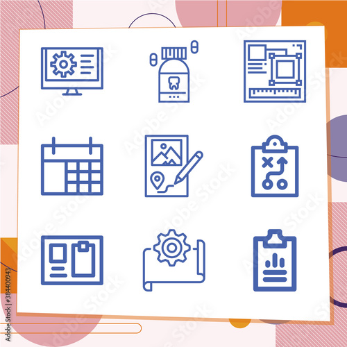 Simple set of 9 icons related to birth control