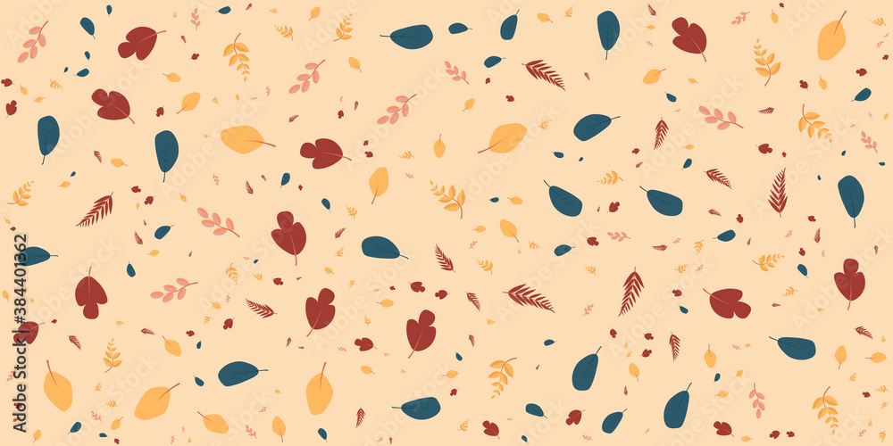 Vector set of abstract backgrounds with copy space for text - autumn fall leaves doodle seamless pattern Vector set of abstract backgrounds with copy space for text - autumn fall leaves doodle seamless pattern