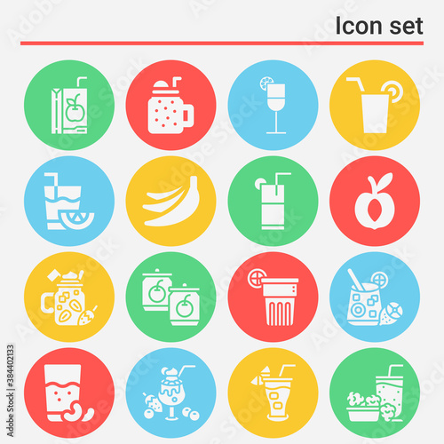 16 pack of fruit crush  filled web icons set