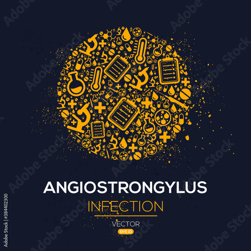 Creative (Angiostrongylus) disease Banner Word with Icons ,Vector illustration.	