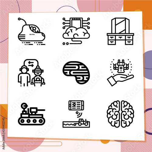 Simple set of 9 icons related to ego