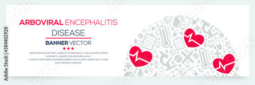 Creative (Arboviral Encephalitis) disease Banner Word with Icons ,Vector illustration.	 photo