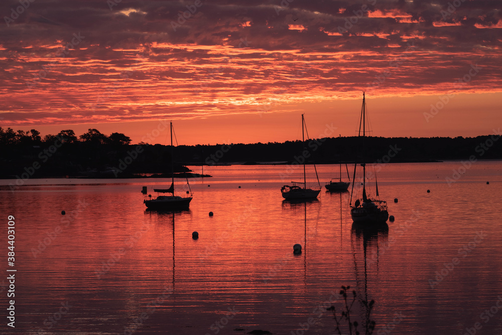Sunrise at Portsmouth Marina - Kittery Maine.