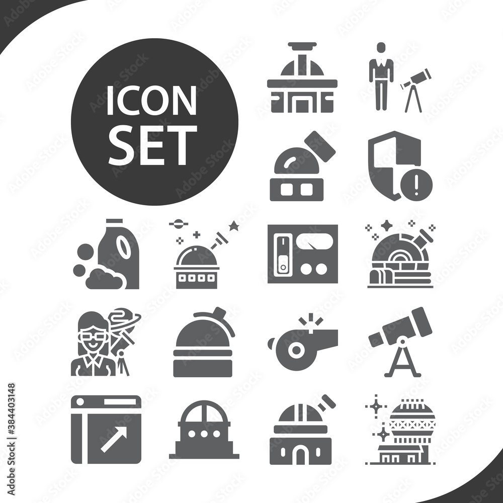 Simple set of observation related filled icons. Simple set of observation related filled icons.