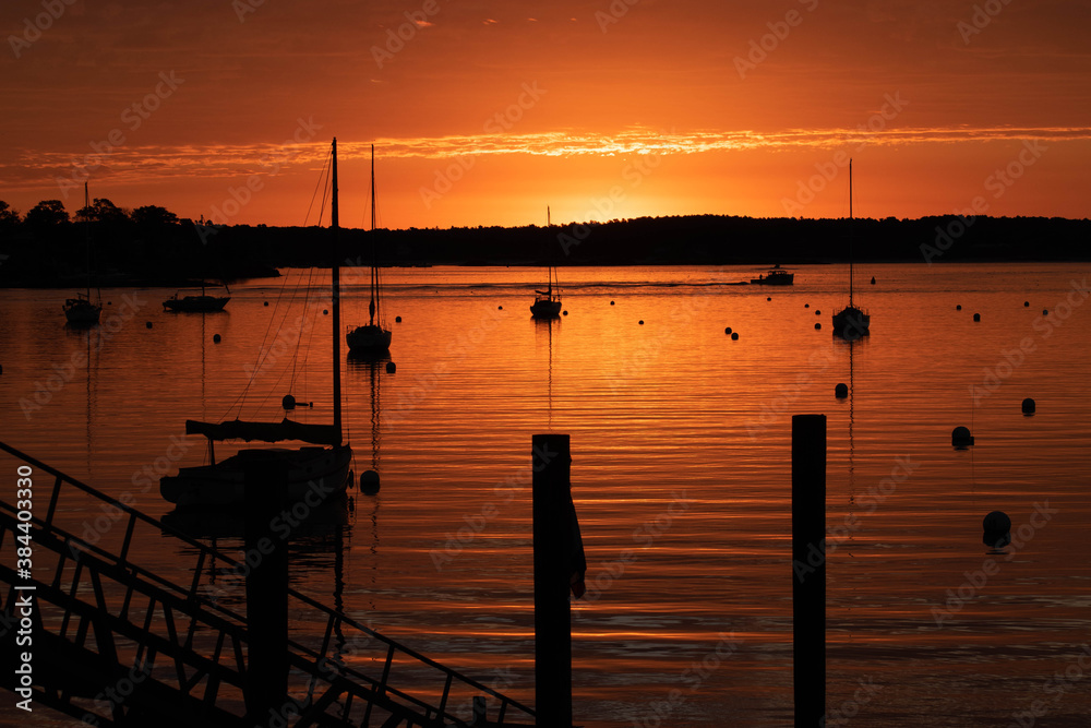 Sunrise at Portsmouth Marina - Kittery Maine.