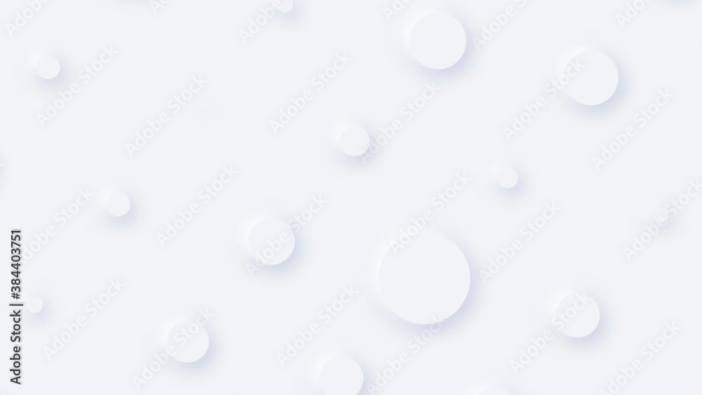 Trendy clean white neomorphism motion background animation with a repeating pattern of extruded spheres. This minimalist abstract background is a seamless loop and pops in and out of focus. Trendy clean white neomorphism motion background animation with a repeating pattern of extruded spheres. This minimalist abstract background is a seamless loop and pops in and out of focus.