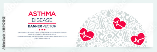Creative (Asthma) disease Banner Word with Icons ,Vector illustration.	