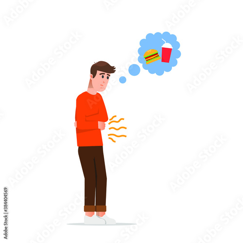 A man who feels hungry thinking about food and drink