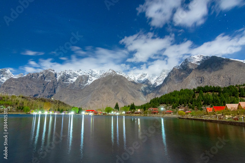 lower kachura lake , shangrila resort in blossom ,skardu northern areas of gilgit baltistan , Pakistan  photo