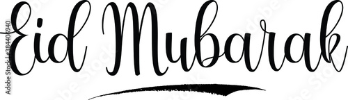 Eid Mubarak Typography Black Color Text on White Background
