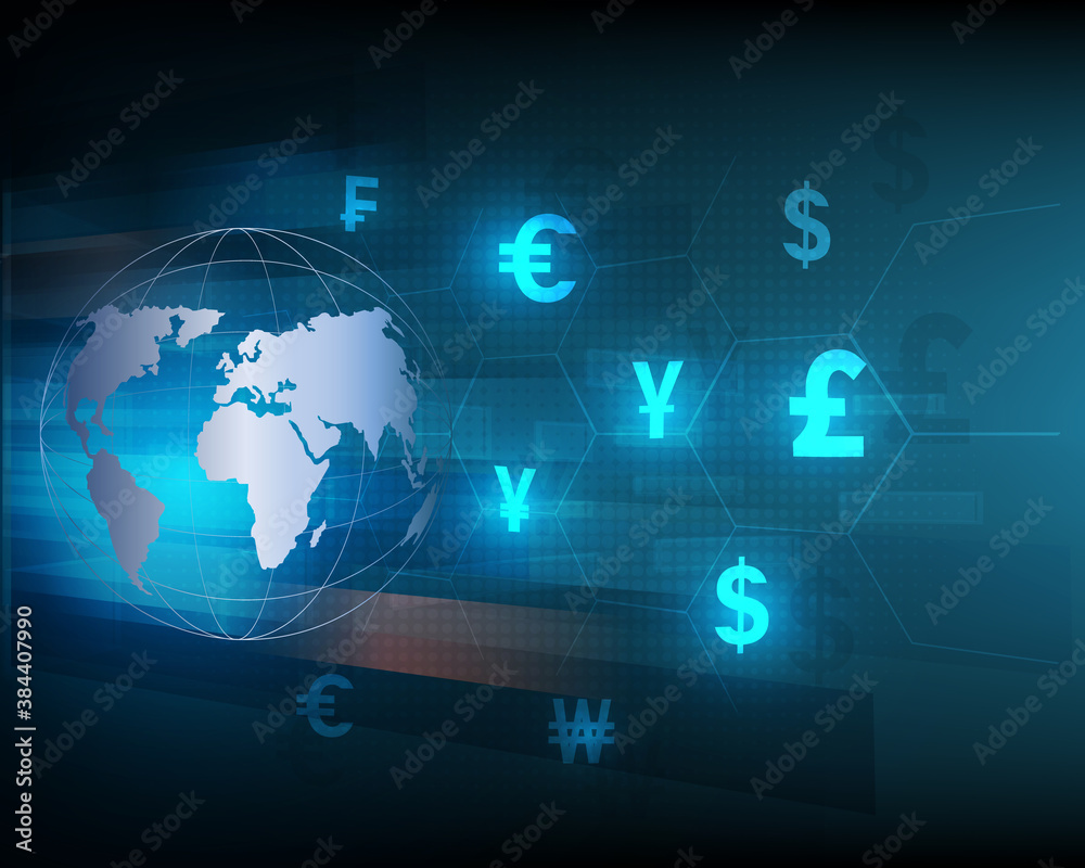 Blue abstract speed network currency exchange technology design