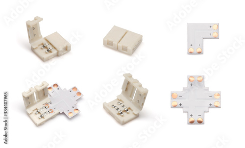 Solderless connector with clips for RGBW LED strip light photo