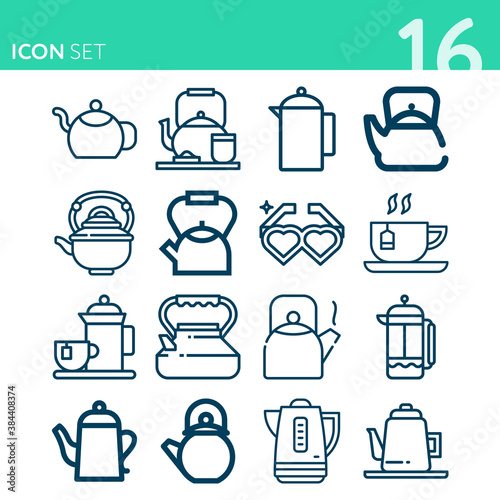 Simple set of 16 icons related to slowed