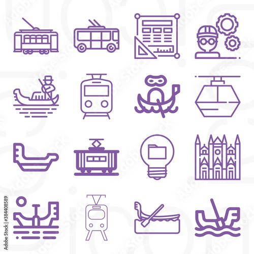 16 pack of funded  lineal web icons set