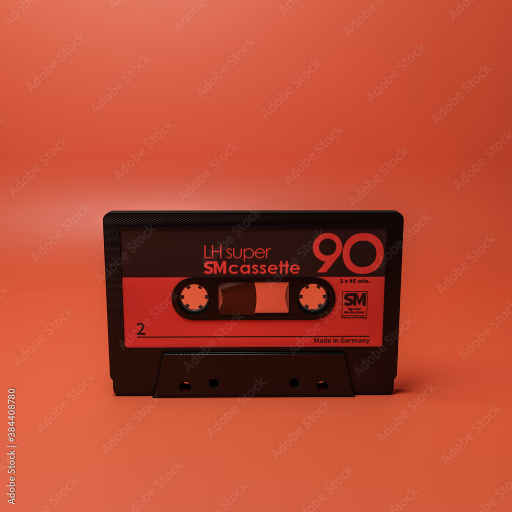 casette tape isolated on red